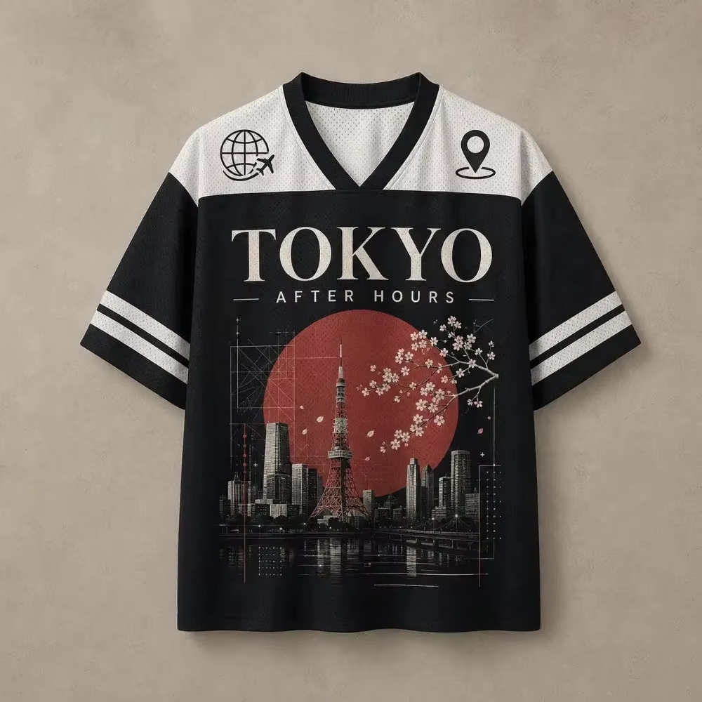 Street Fashion In Tokyo - Harajuku Tokyo Red Moon Patte Kaos