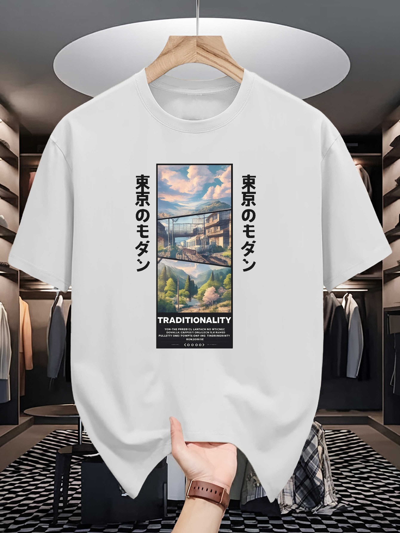 Street Fashion In Tokyo - Kaos Katun Lembut Pria dengan Gambar