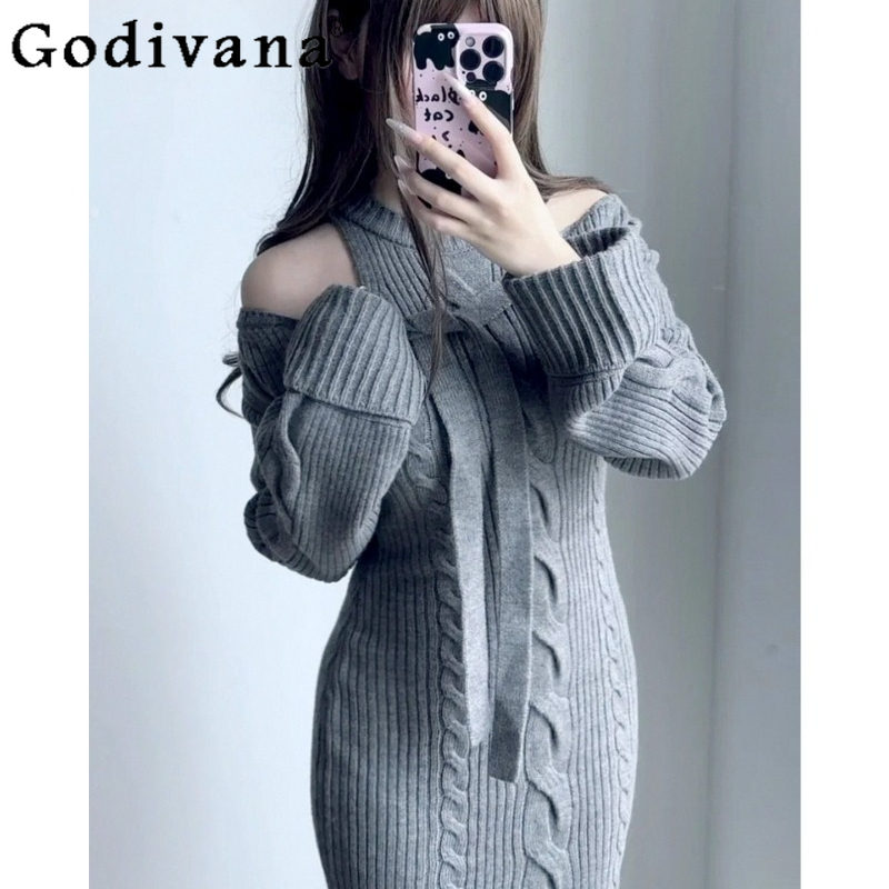 Japanese Street Fashion Female - Gaun Rajut Wanita Model Pita Gaya
