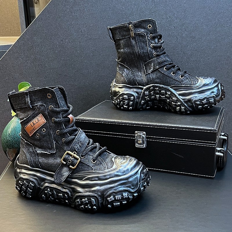 Street Fashion Youth - Sepatu Bot Denim Kasual Fashion Pria