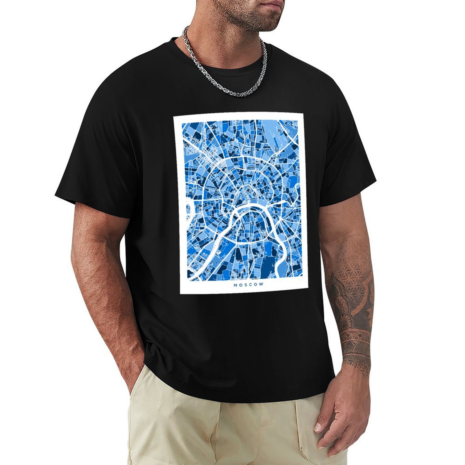 Street Fashion Moscow - Kaos T-Shirt Peta Jalan Kota Moskow,