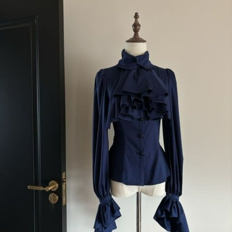 Japanese Street Fashion Female - Kemeja Ruffle Lengan Panjang Gaya Jepang