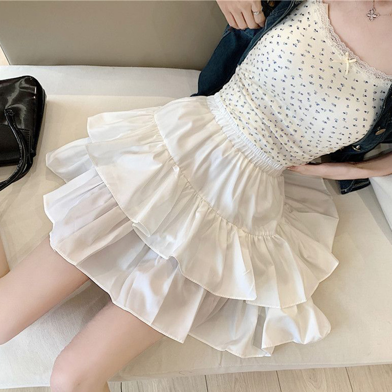 Street Fashion Korean Girl - Rok Kue Putih Modis Musim Panas
