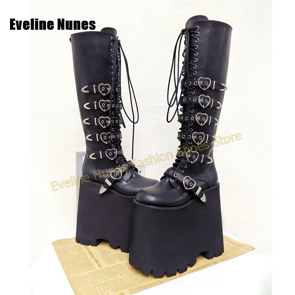 Street Fashion Y2K - Sepatu Bot Platform Tinggi Gothic Lolita