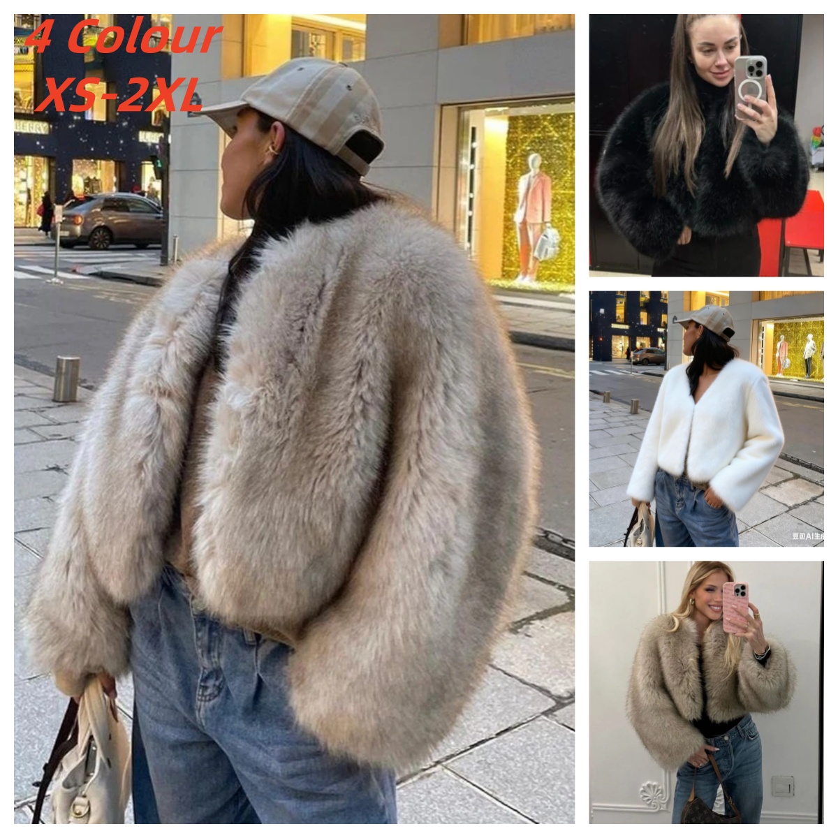 Street Fashion Week - Mantel Bulu Imitasi Pendek Mewah Bergaya