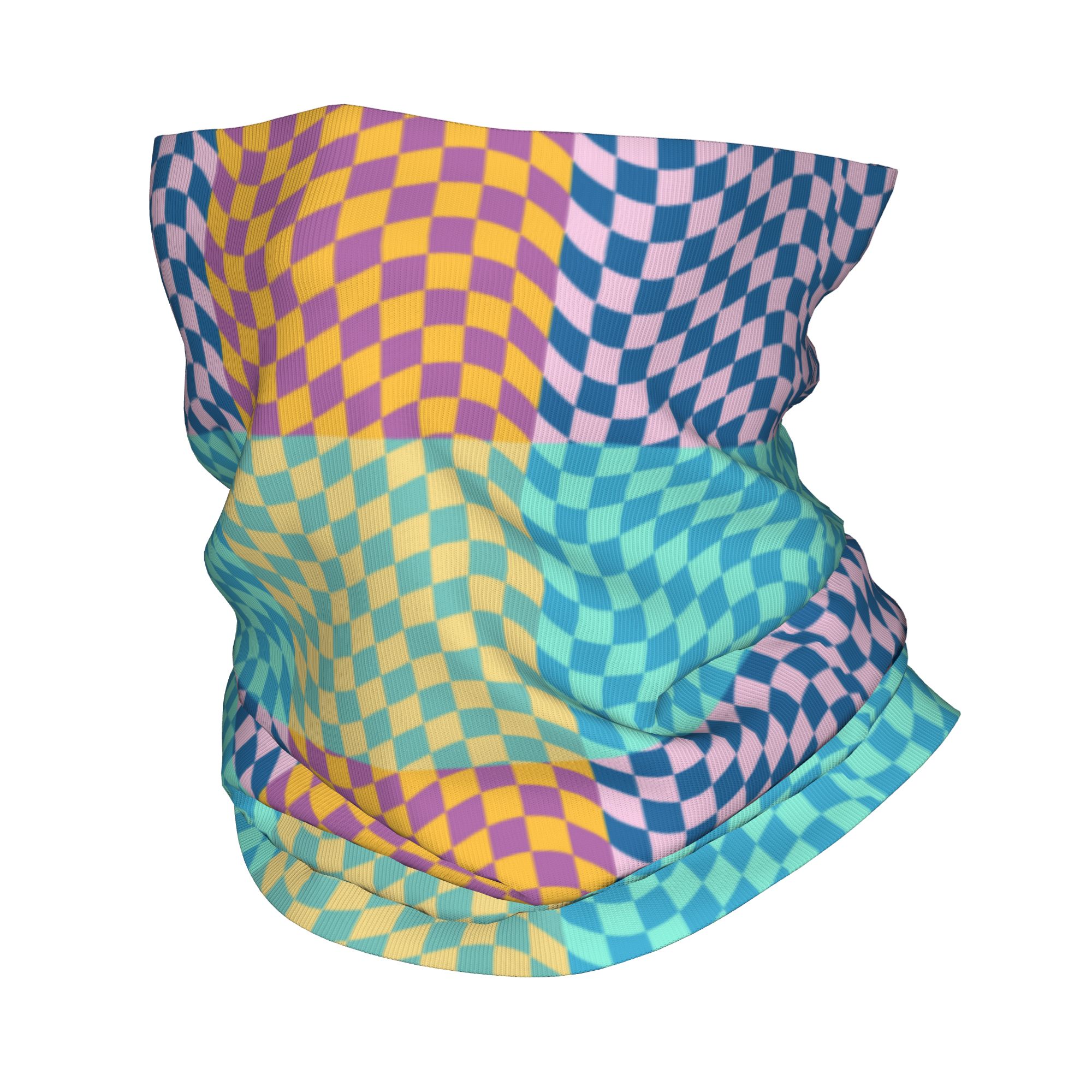 Balaclava Face Mask - Bandana Leher Motif Kotak-kotak Warna-warni, Penutup