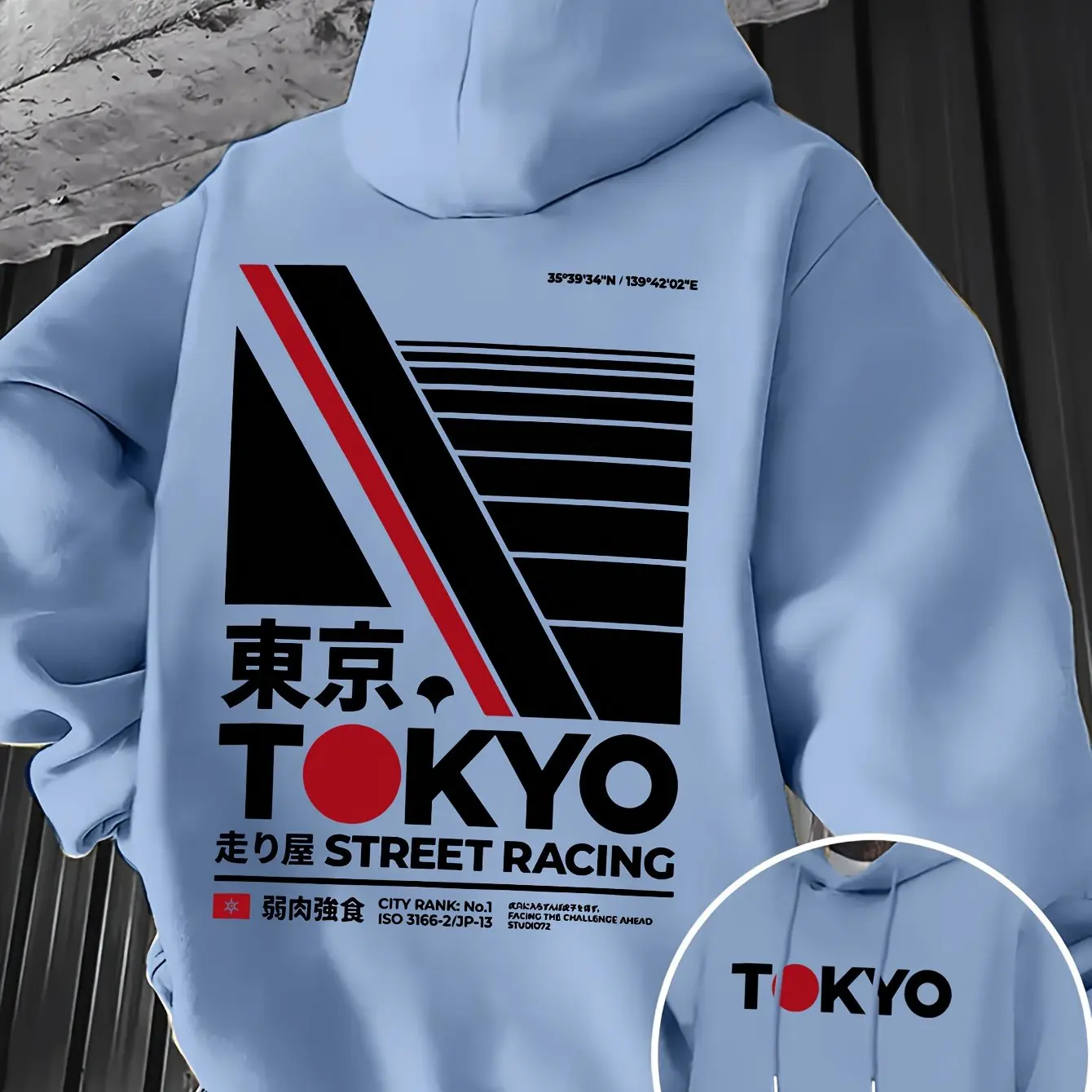 Street Fashion In Tokyo - Hoodie Pria Cetak Dua Sisi Retro