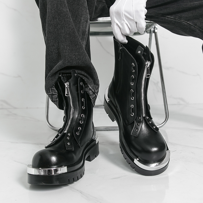 Street Fashion Walk - Sepatu bot bersol tebal pria Desainer