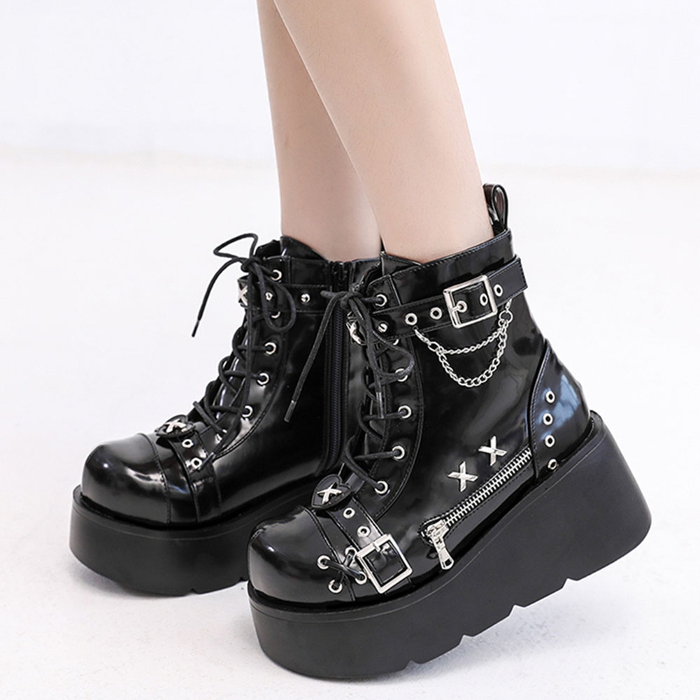 Girl Fashion Street - Sepatu Bot Pergelangan Kaki Platform Goth