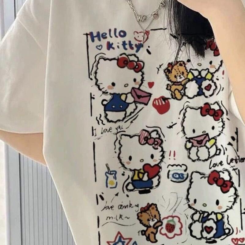 Street Fashion Y2K - Kaos Wanita Lengan Pendek Motif Grafiti