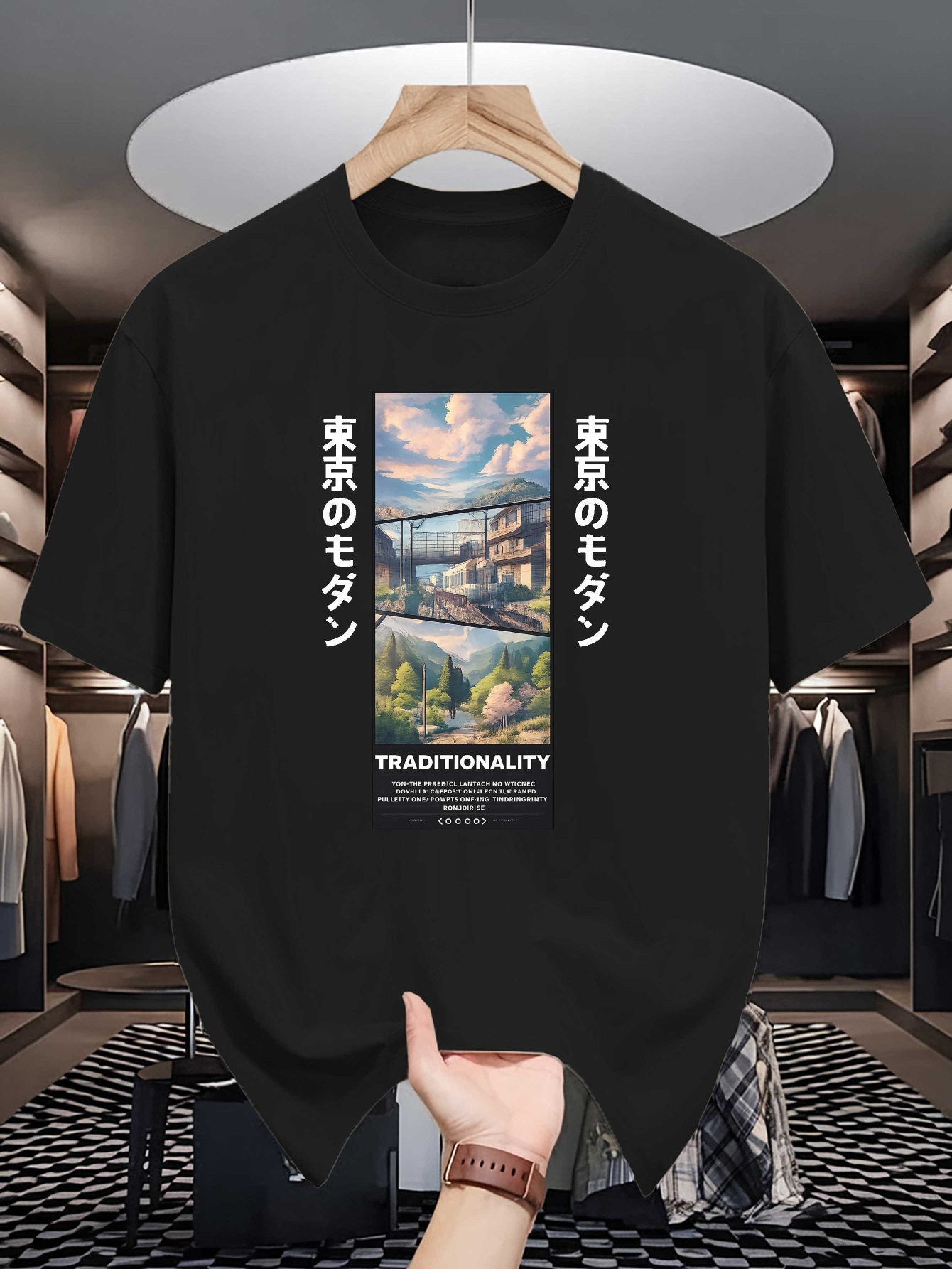 Kaos Katun Lembut Pria dengan  - Street Fashion In Tokyo ulasan dan harga