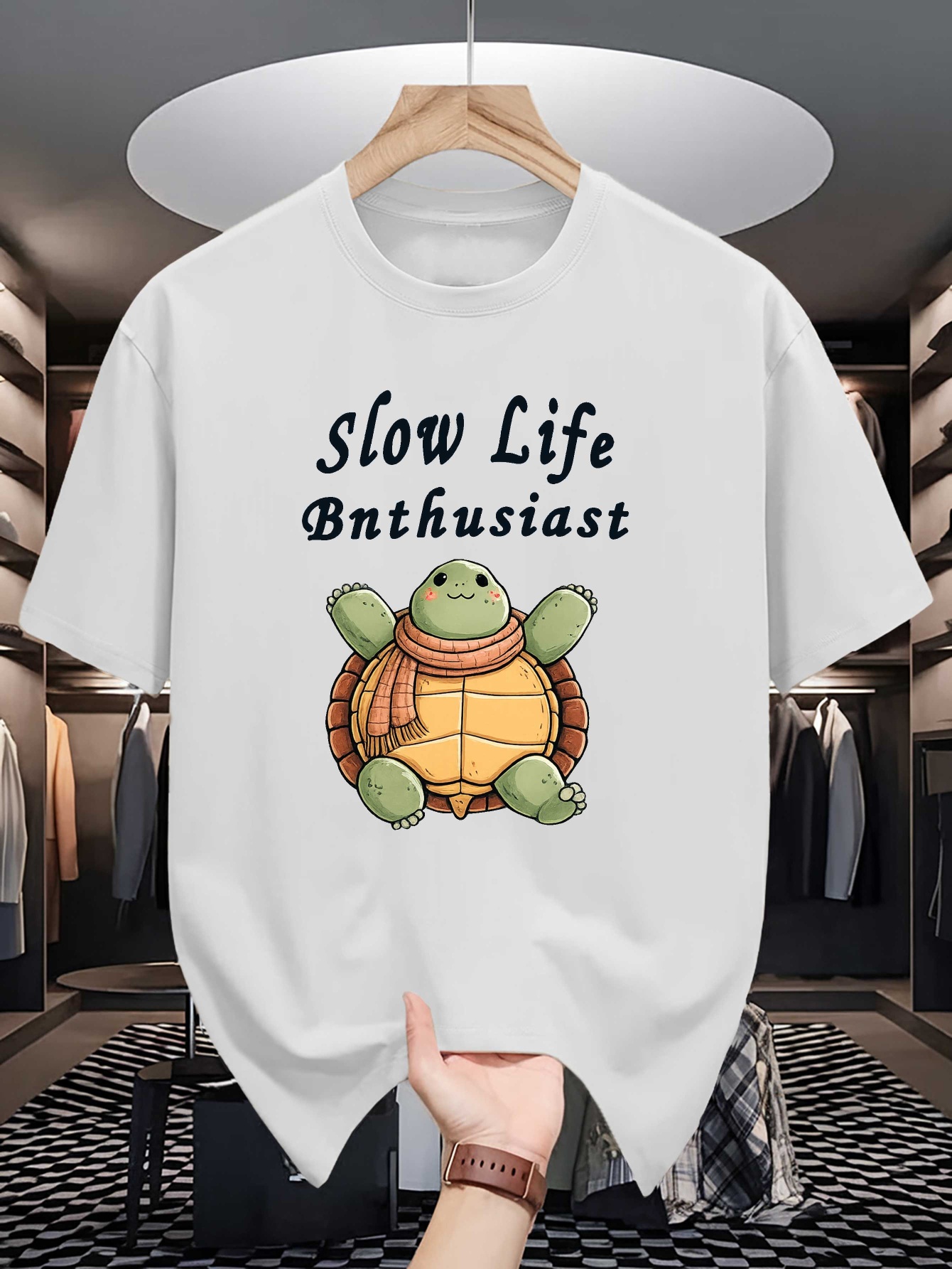 Kaos Biru Navy Pria dengan Cet - Street Fashion Quotes ulasan dan harga
