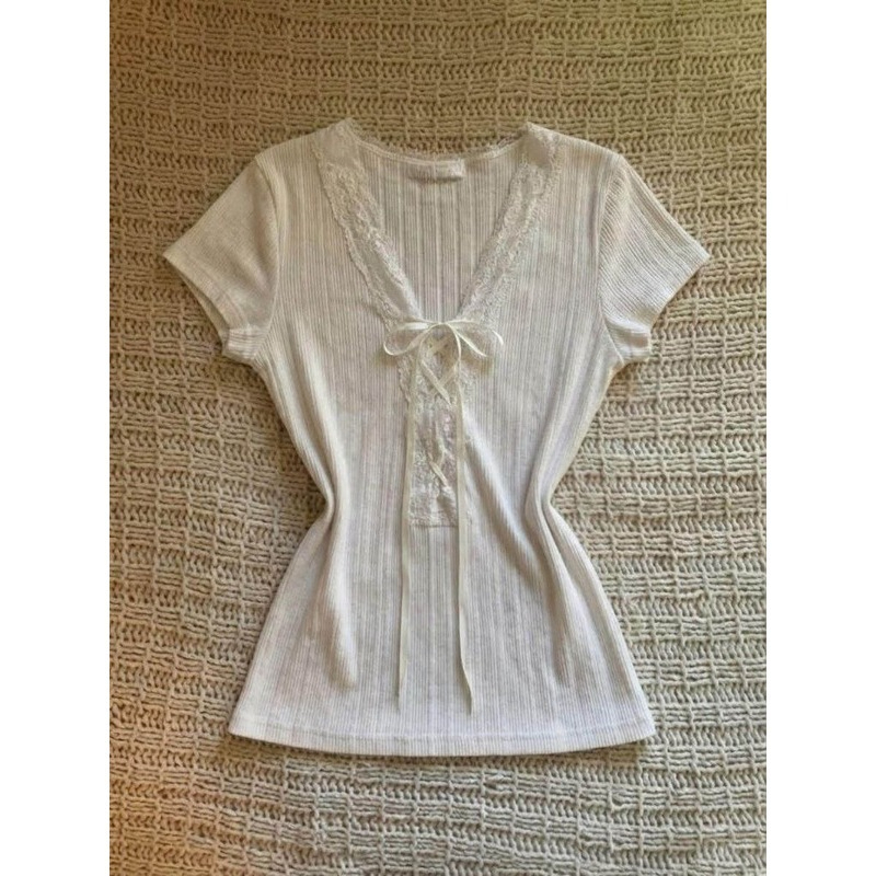 Kaus Lengan Pendek Dasi Modis  - Street Fashion Korean Girl ulasan dan harga