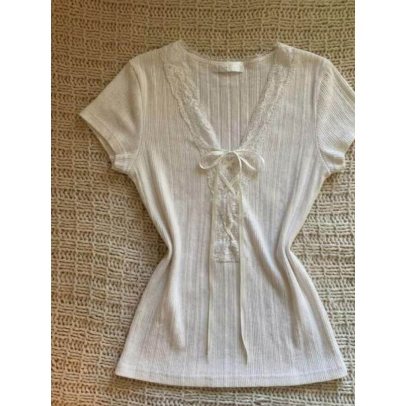 Kaus Lengan Pendek Dasi Modis  - Street Fashion Korean Girl ulasan dan harga