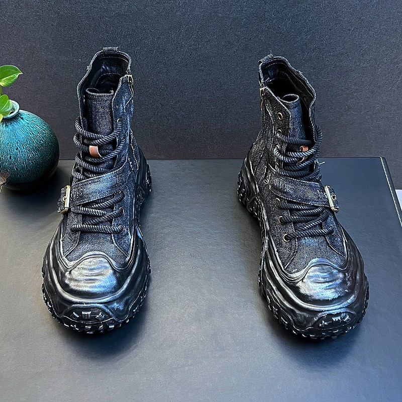 Sepatu Bot Denim Kasual Fashio - Street Fashion Youth ulasan dan harga