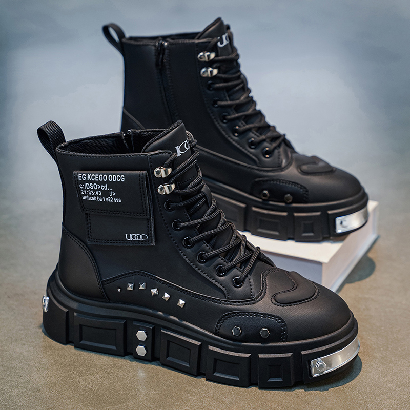 Sepatu Boots Pria High-Top yan - Street Fashion Designer ulasan dan harga