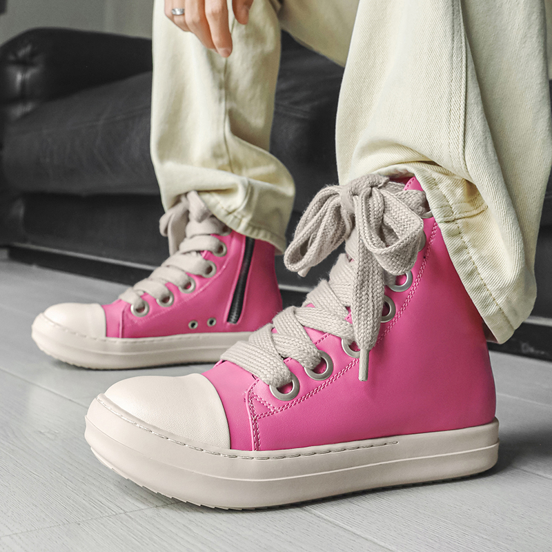 Sepatu High-Top Pria Merah Mud - Street Fashion Designer ulasan dan harga