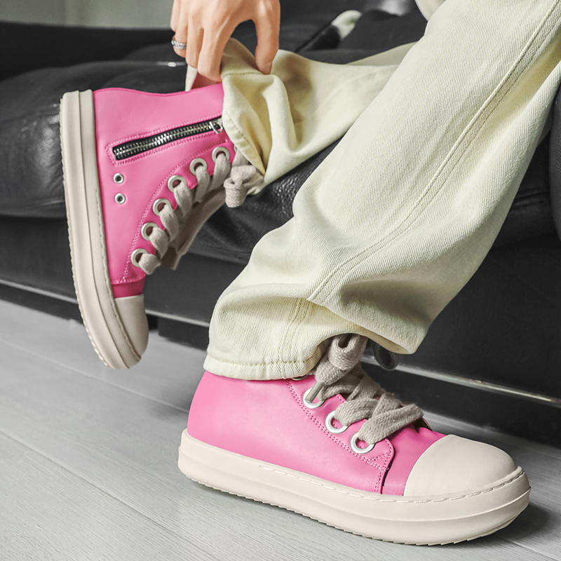Sepatu High-Top Pria Merah Mud - Street Fashion Designer ulasan dan harga