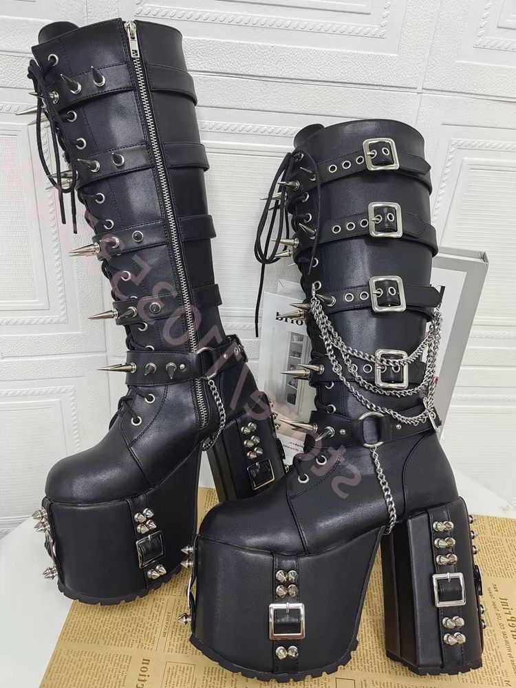 Sepatu Bot Motor Platform Gaya - Street Fashion Y2K ulasan dan harga