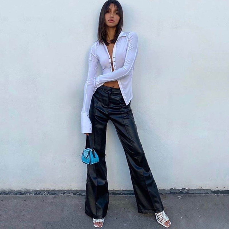 Celana Kulit Hitam Lurus Berpi - Street Fashion Week ulasan dan harga