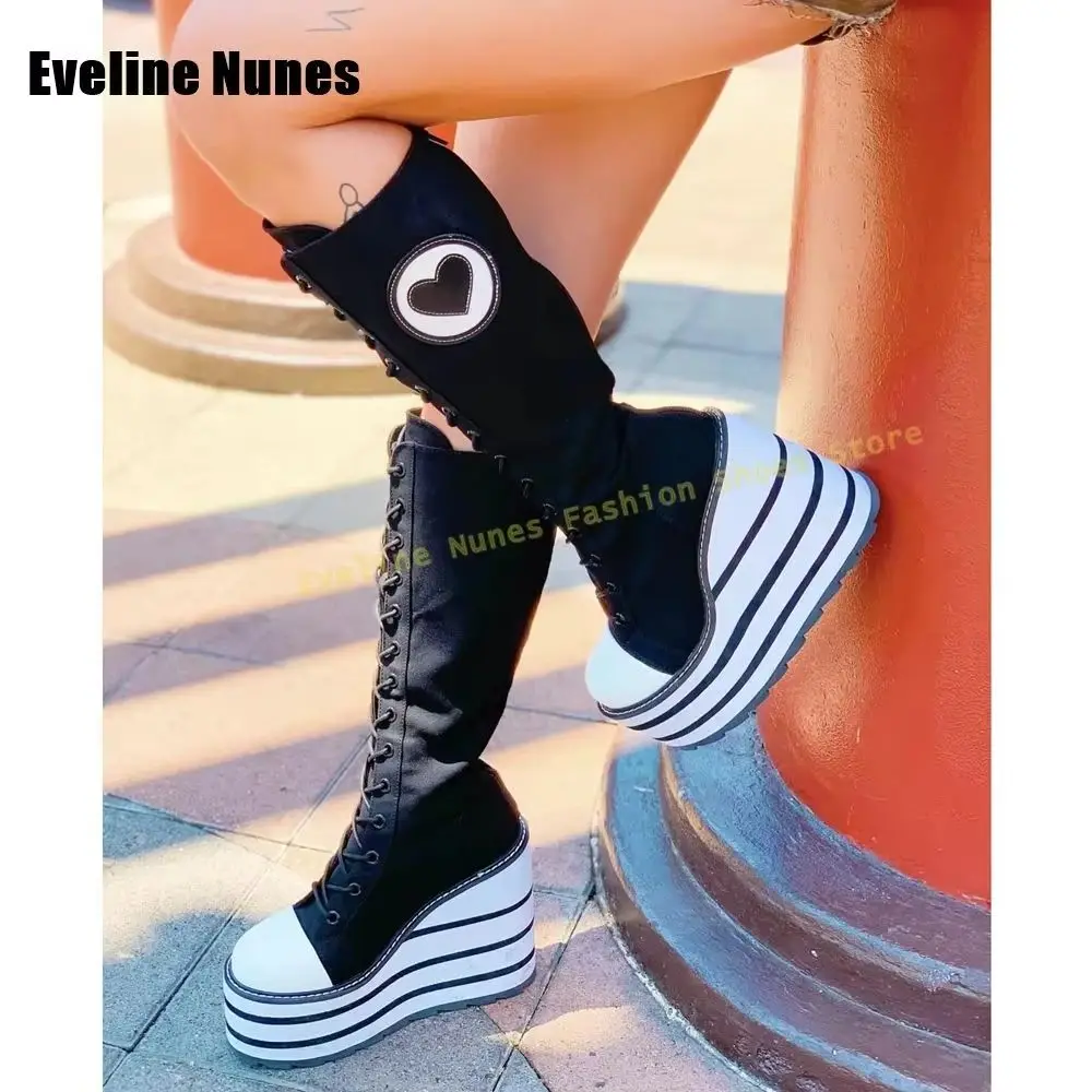 Sepatu Boots Platform Denim Pi - Girl Fashion Street ulasan dan harga