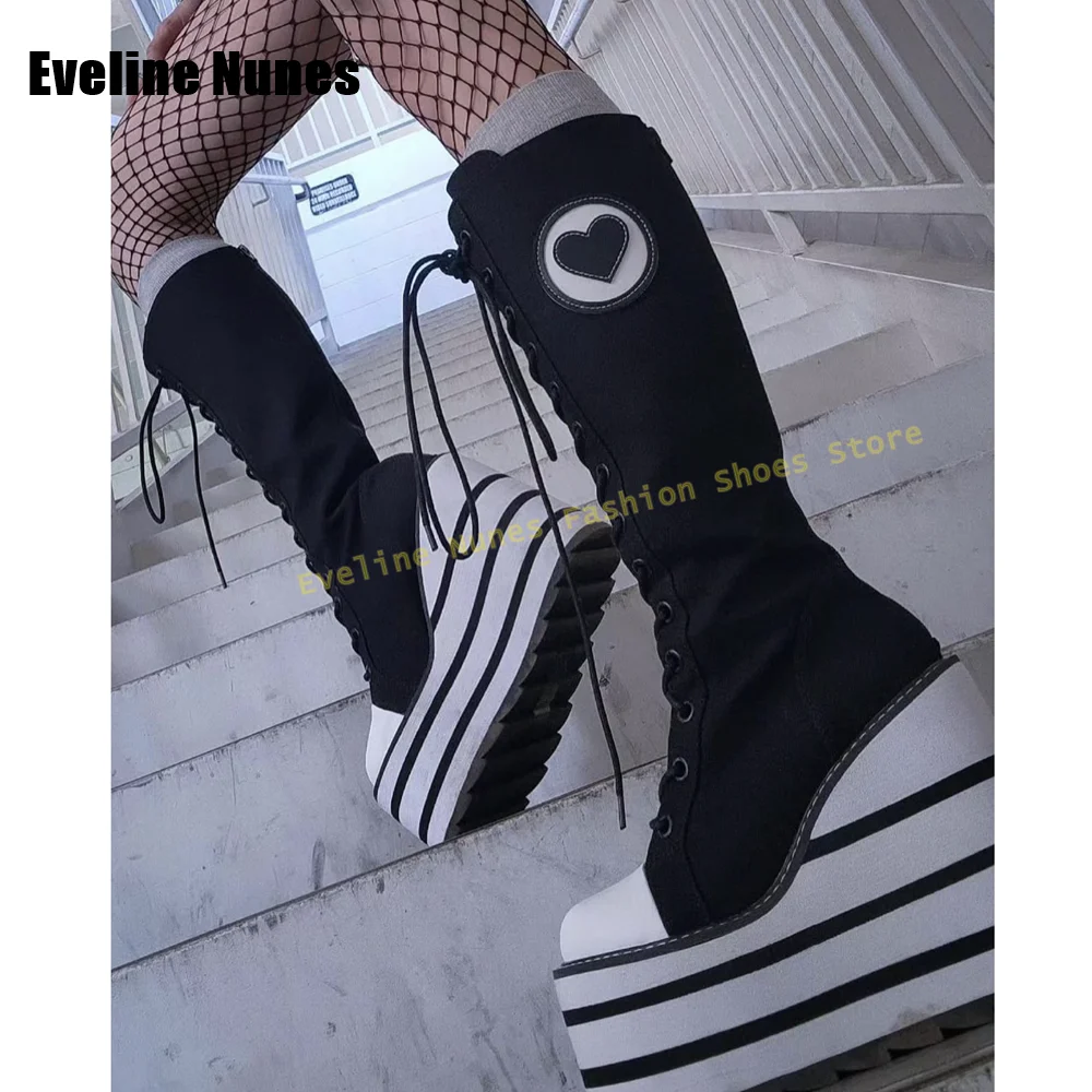 Sepatu Boots Platform Denim Pi - Girl Fashion Street ulasan dan harga