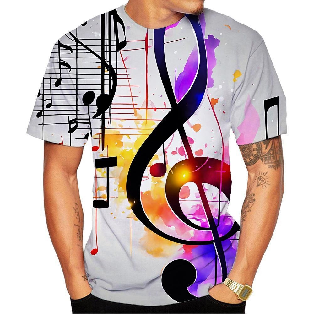 T-shirt pola catatan dan simbo - Street Fashion Definition ulasan dan harga