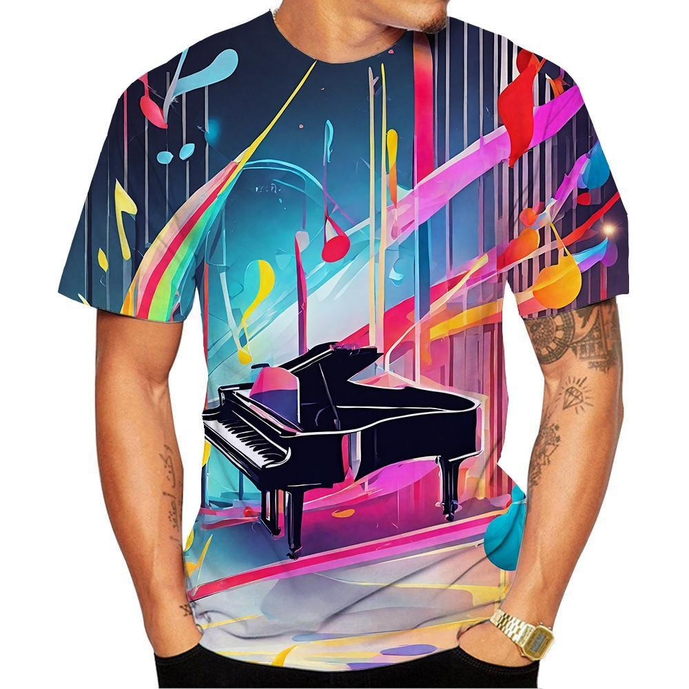 T-shirt pola catatan dan simbo - Street Fashion Definition ulasan dan harga