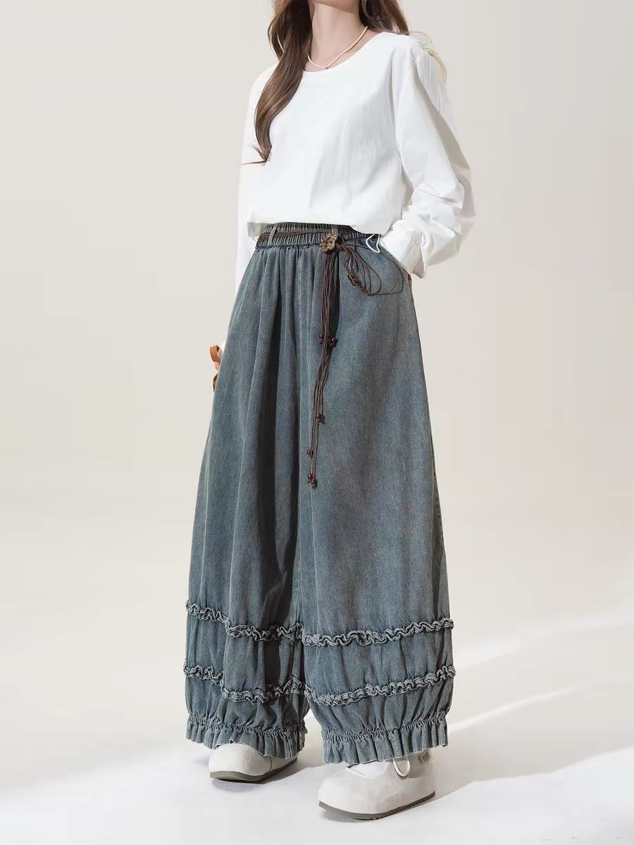 Celana Wanita Longgar Warna Po - Japanese Street Fashion Female ulasan dan harga
