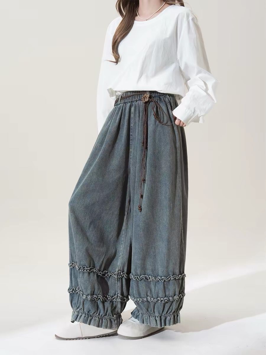 Celana Wanita Longgar Warna Po - Japanese Street Fashion Female ulasan dan harga
