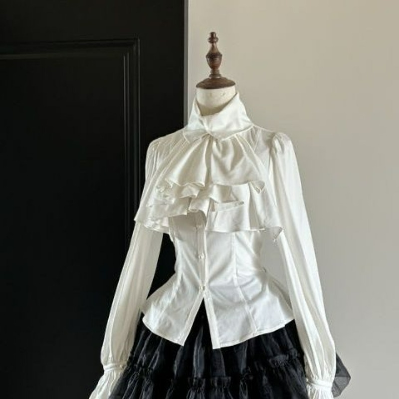 Kemeja Ruffle Lengan Panjang G - Japanese Street Fashion Female ulasan dan harga