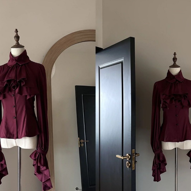 Kemeja Ruffle Lengan Panjang G - Japanese Street Fashion Female ulasan dan harga