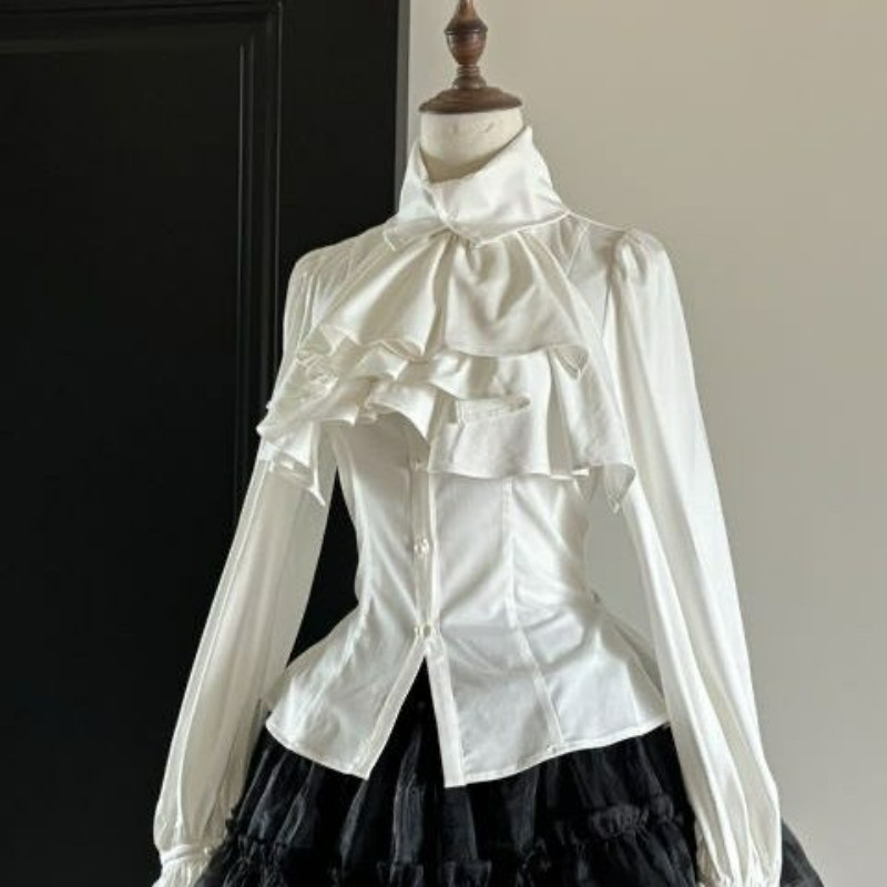 Kemeja Ruffle Lengan Panjang G - Japanese Street Fashion Female ulasan dan harga