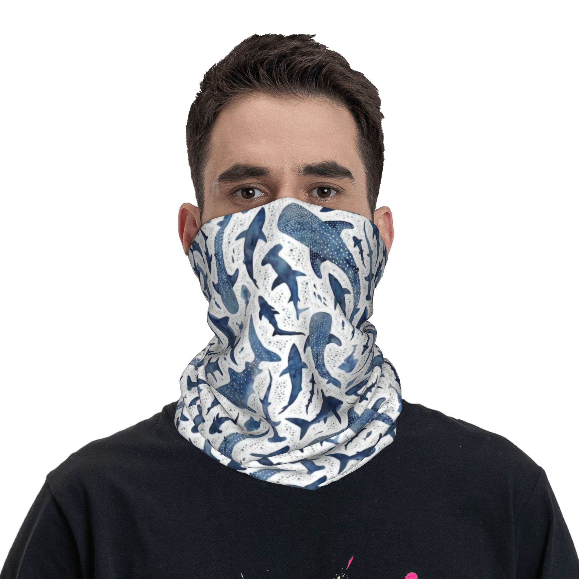 Bandana Leher Motif Hiu Warna  - Balaclava Face Mask ulasan dan harga