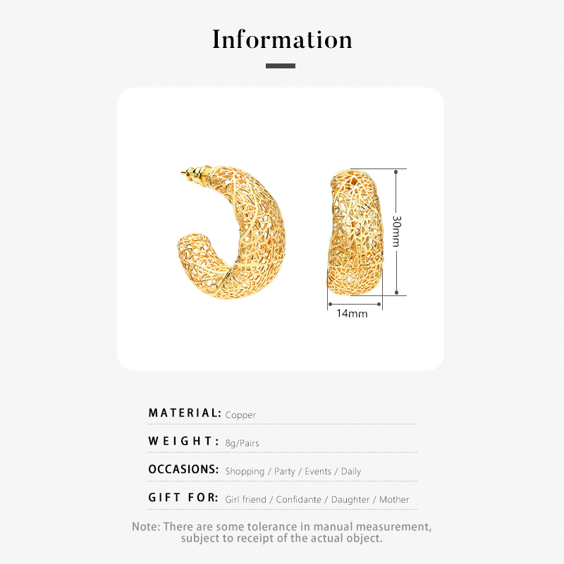 Anting Berongga Bentuk C IVOG  - Street Fashion Website ulasan dan harga