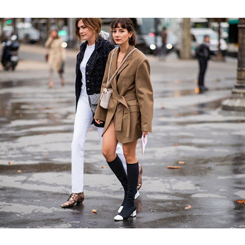 Gaun Setelan Midi Khaki Chic F - Street Fashion Week ulasan dan harga