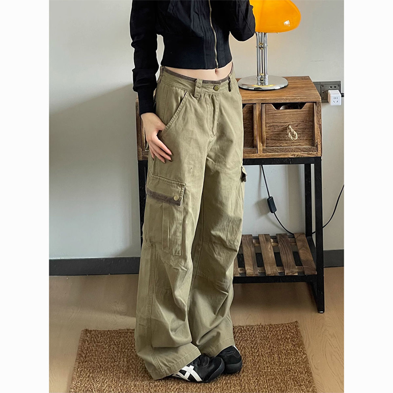 Celana Cargo Khaki Baggy Baru  - Japanese Street Fashion Female ulasan dan harga
