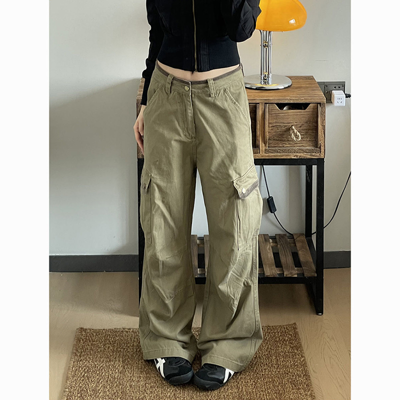 Celana Cargo Khaki Baggy Baru  - Japanese Street Fashion Female ulasan dan harga