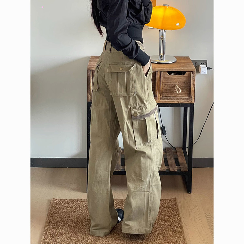Celana Cargo Khaki Baggy Baru  - Japanese Street Fashion Female ulasan dan harga