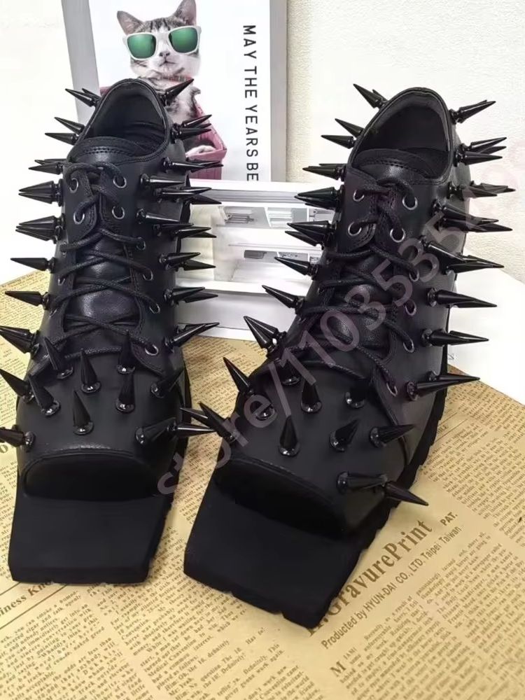 Sepatu Boots Kulit Hitam Wanit - Street Fashion Y2K ulasan dan harga