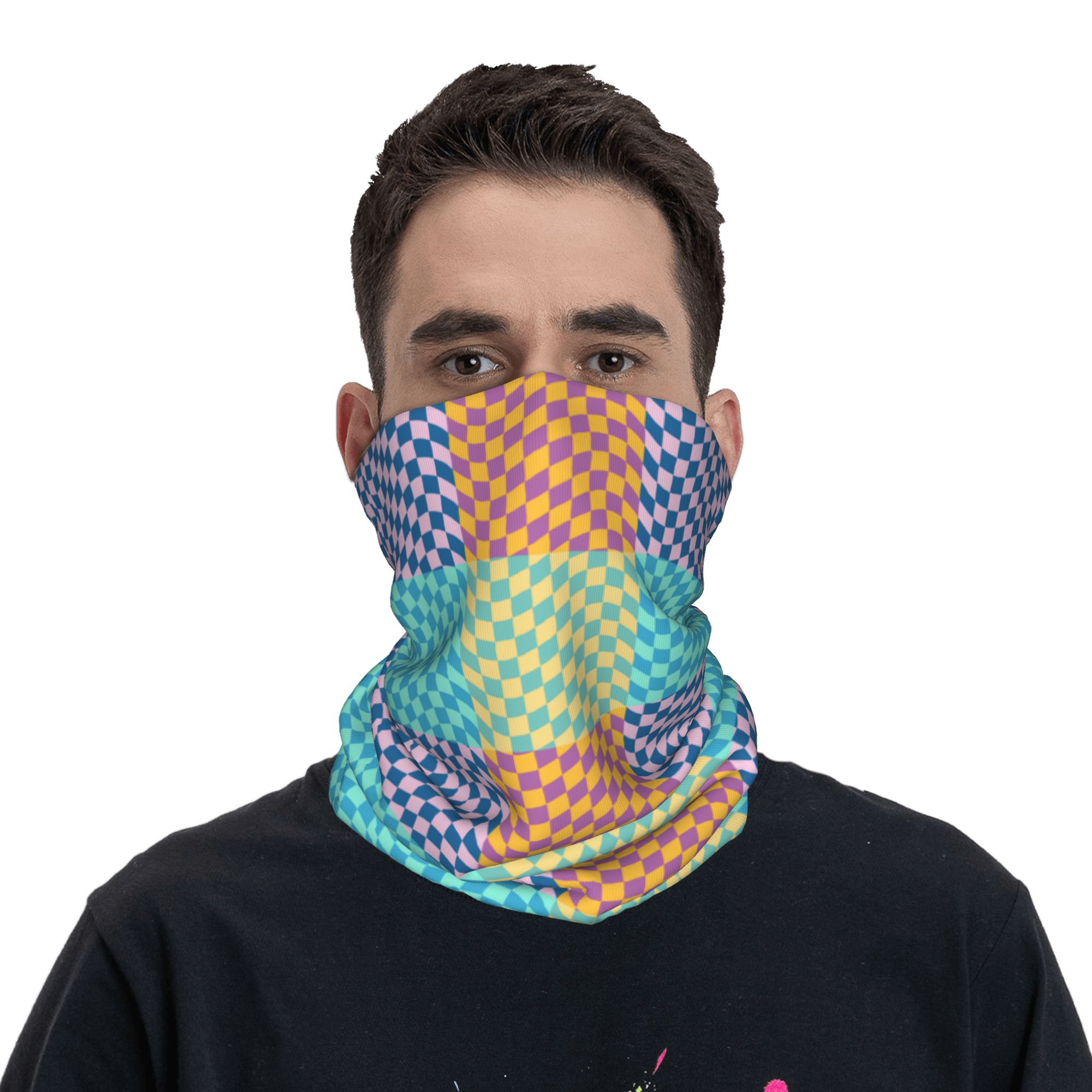 Bandana Leher Motif Kotak-kota - Balaclava Face Mask ulasan dan harga