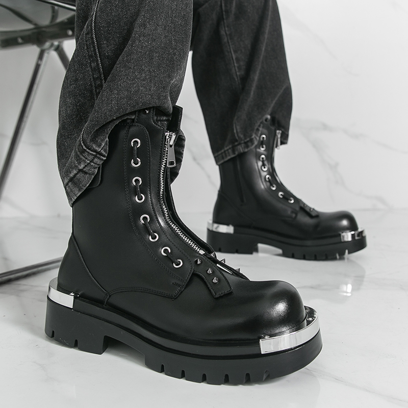 Sepatu bot bersol tebal pria D - Street Fashion Walk ulasan dan harga