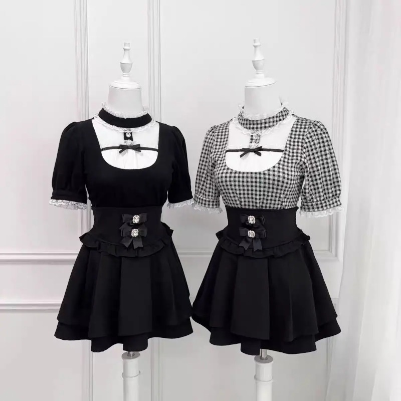 Blus Kotak-kotak Renda Ruffle  - Girl Fashion Street ulasan dan harga