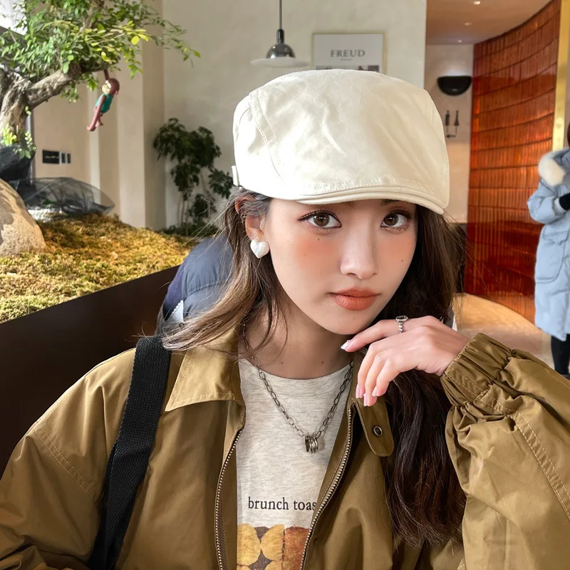 INS Topi Baret Polos Merek Fas - Japanese Street Fashion Female ulasan dan harga