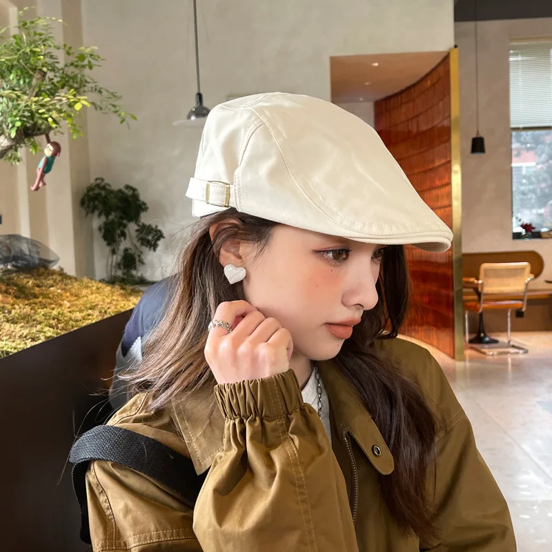 INS Topi Baret Polos Merek Fas - Japanese Street Fashion Female ulasan dan harga