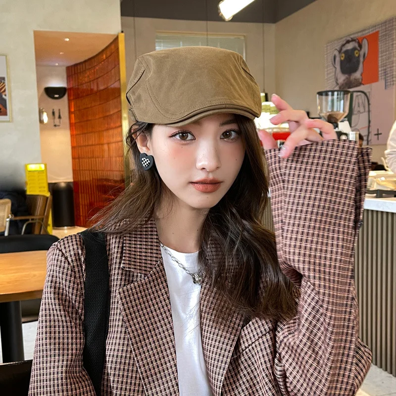 INS Topi Baret Polos Merek Fas - Japanese Street Fashion Female ulasan dan harga